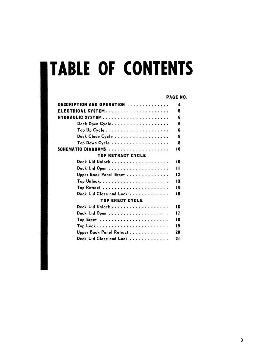 1964-1965 Lincoln Continental Convertible Top Operation And Schematic 