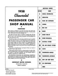 1958 Chevrolet Passenger Car Shop Manual (Licensed High Quality Reproduction)