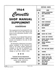 1964 Chevy Corvette Shop Manual Supplement to 1963 Corvette Shop Manual Licensed