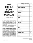 1984 Fisher Body B-D-E-G-K Service Manual