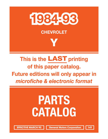 1984 - 1993 Chevrolet Y Corvette Parts & Illustration Catalog Set