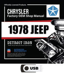 1978 Jeep Shop Manual, Service Bulletins, Parts Book & Sales Brochures on USB