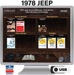 1978 Jeep Shop Manual, Service Bulletins, Parts Book & Sales Brochures on USB