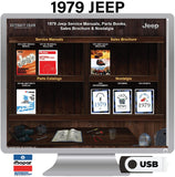 1979 Jeep Shop Manual, Service Bulletins, Parts Book & Sales Brochure on USB