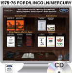 1975-1976 Ford Lincoln Mercury Shop Manuals Sales Wiring Diagrams / Specs on USB