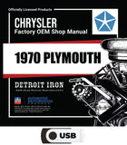 1970 Plymouth Shop Manual, Sales Data & Parts Book on USB