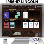 1956-1957 Lincoln Shop Manuals, Sales Data & Parts Books on CD