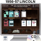 1956-1957 Lincoln Shop Manuals, Sales Data & Parts Books on CD