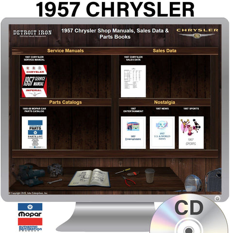 1957 Chrysler Shop Manual, Sales Data & Parts Book on CD