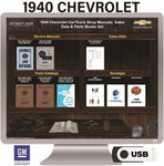 1940 Chevrolet Truck and Car Shop Manuals, Sales Data & Parts Books on USB