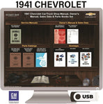 1941 Chevrolet Truck and Car Shop Owner Manual Sales Data Parts Books on USB