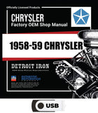 1958-1959 Chrysler Shop Manual, Sales Literature and Parts Book on USB