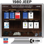 1980 Jeep Shop Manuals, Service Bulletins, Owner Manuals, & Parts Book on USB