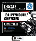 1971 Plymouth / Chrysler Shop Manuals, Sales Data & Parts Book on USB