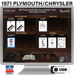 1971 Plymouth / Chrysler Shop Manuals, Sales Data & Parts Book on USB