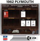 1962 Plymouth Shop Manual & Sales Data on USB