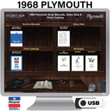 1968 Plymouth Shop Manual, Sales Data & Parts Book on USB