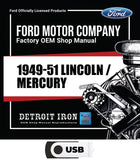 1949-1951 Lincoln Mercury Shop Manuals, Sales Literature & Parts Books on USB