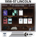 1956-1957 Lincoln Shop Manuals, Sales Data & Parts Books on USB