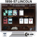 1956-1957 Lincoln Shop Manuals, Sales Data & Parts Books on USB