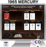 1965 Mercury Shop Manuals, Wiring Diagrams, Sales Data & Parts Books on CD