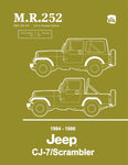 1984 - 1986 Jeep CJ-7 / Scrambler Shop Manual - M.R. 252